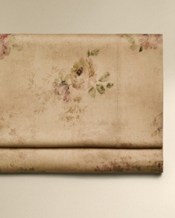 Zara Home - Атласная простыня с цветочным рисунком, охра, 270x280 см