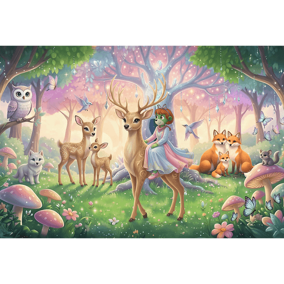 Pazl \ Puzzle \ Пазлы Puzzles - "100" Inspired By Fantasy - Animals from the magical forest / KAZSTUDIO SA The Treflik
