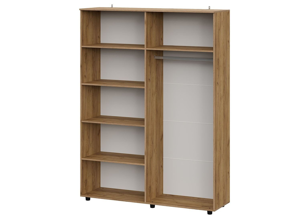 Шкаф для одежды распашной с полками и штангой 4 створки Дуб Золотой/Графит 158х46х210 см