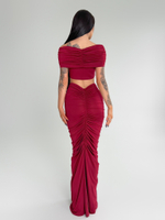 Костюм Dzhadagaevs 20112 из удлиненной юбки и топа с драпировкой