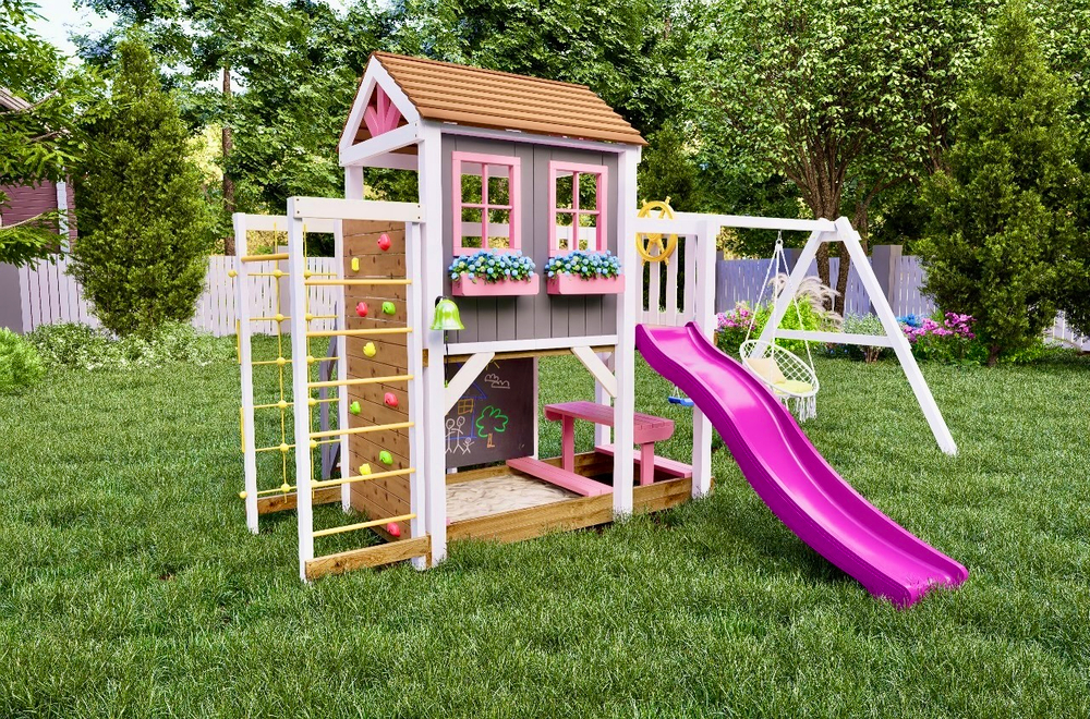 Детский домик с качелями "Прованс - спорт плюс"