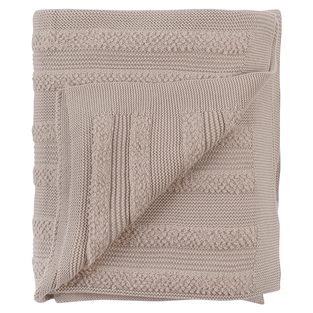 Плед из хлопка с буклированной вязкой светло-серого цвета из коллекции essential, 130х170 см