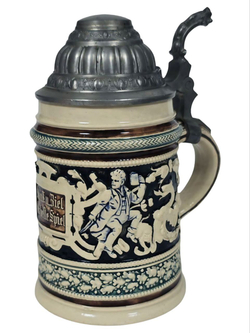 Кружка пивная (керамика с оловянной крышкой) Германия