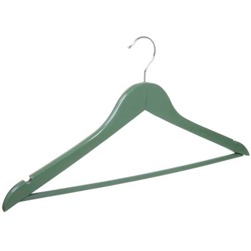 Плечики деревянные с выемками 3шт «ИДЕЯДОМА», цвет зеленый, 40*21см (Селфи)