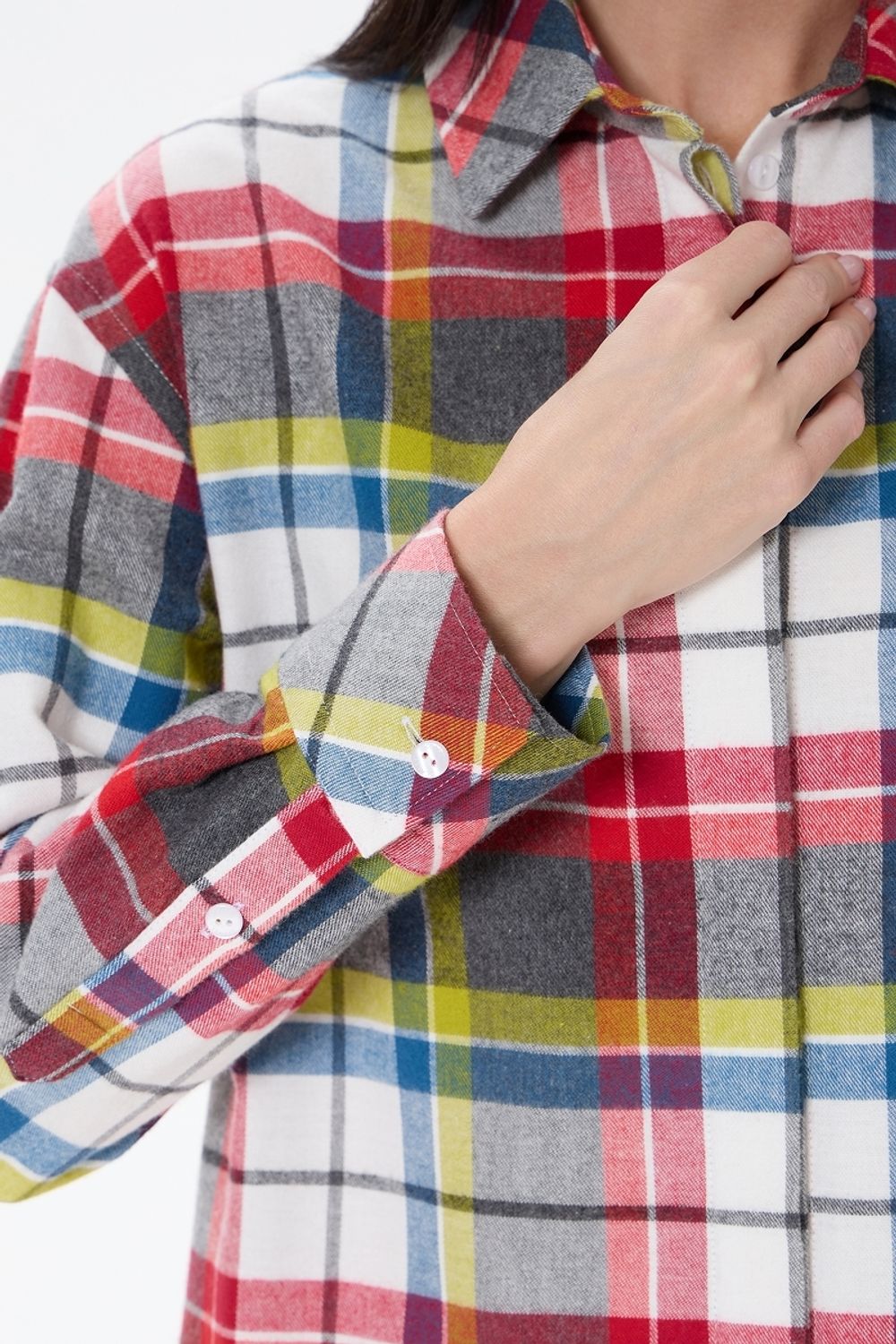 Рубашка Хельсинки белая клетка фланель