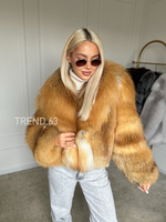 Кроп-шуба из меза лисы GOLDEN 55см