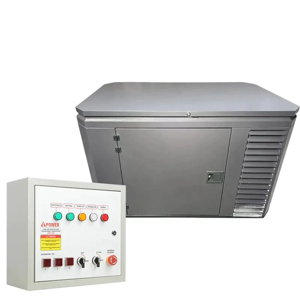 A-iPower A17000EAX бензиновый генератор в зимнем кожухе 1700SS RAL 7024 с блоком АВР 400В/100А (8 pin) 129123/29111