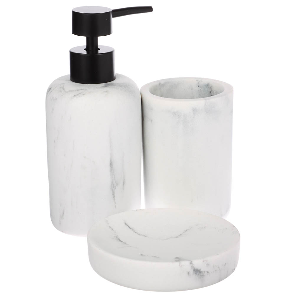 Мыльница тм VETTA Мрамор, смола (полирезин), бело-серый, 11x11x2,1см