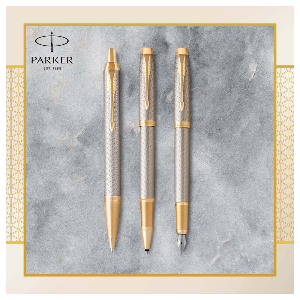 Ручка шариковая Parker "IM Premium Warm Silver GT" синяя, 1,0мм, кнопочн., подарочная упаковка