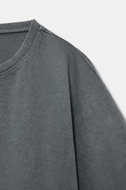 ZARA УКОРОЧЕННЫЙ ТОП С ЭФФЕКТОМ ПОТЕРТОСТИ, АНТРАЦИТОВО-СЕРЫЙ