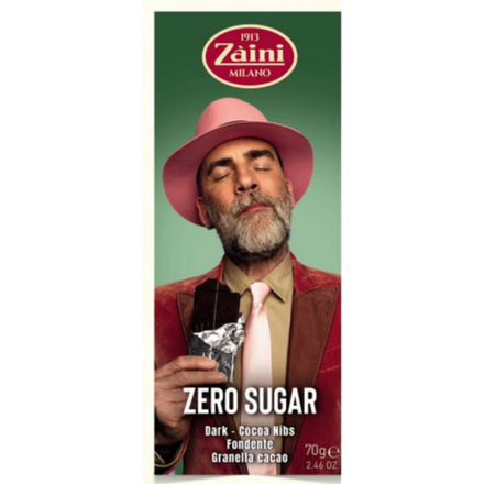 Шоколад темный Zaini с какао бобами без сахара 70 гр