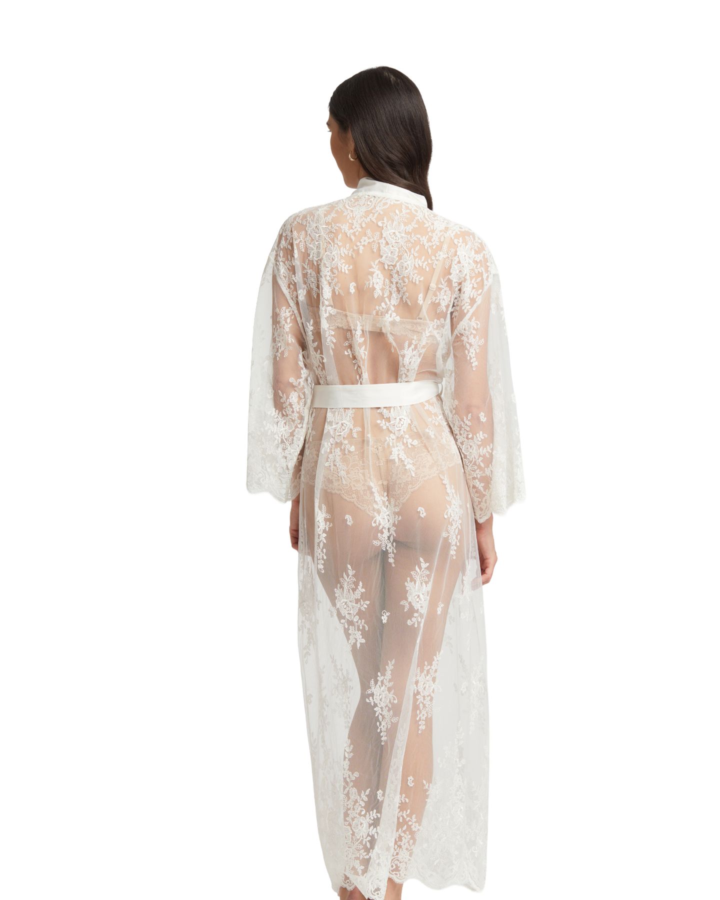 халат из прозрачной ткани с цветочной вышивкой Rya Collection Darling айвори