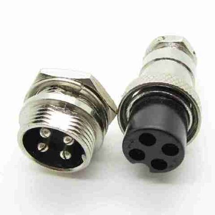 Разъем "авиационный" GX16 4- контактный (комплект)