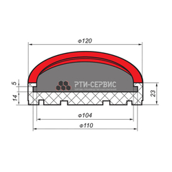 Резиновая накладка (РТИ-СЕРВИС 1011) для подъемников "MAHA"