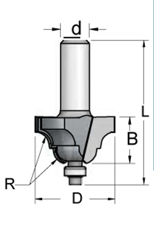 Фреза римский профиль со ступенькой с подшипником D25,4 RS04005