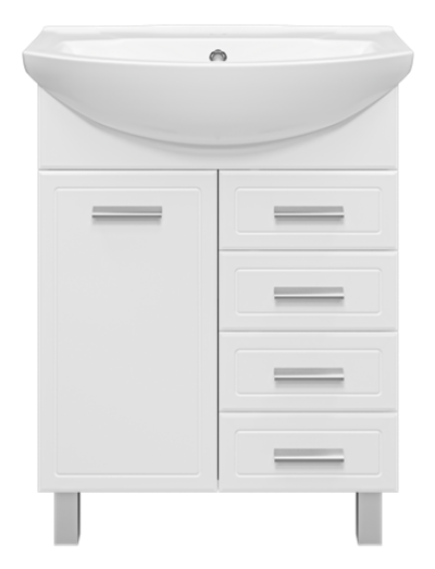 Тумба под раковину Misty Стелла 65 с 4 ящиками и бельевой корзиной