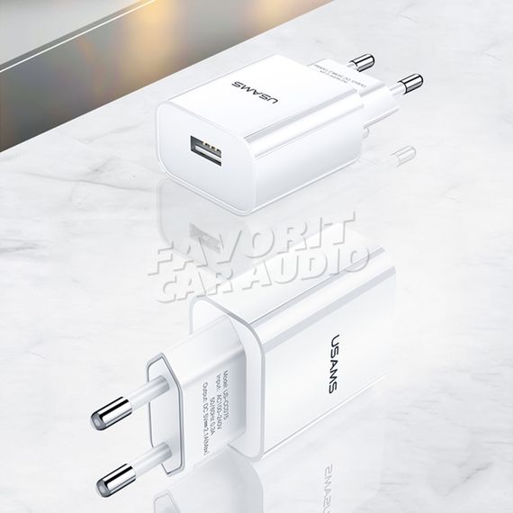 СЗУ 1USB Usams US-CC075 T18 2100mA пластик белый