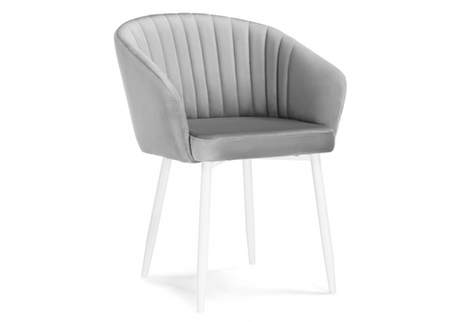 Стул на металлокаркасе Woodville Корсо светло-серое, белое, ножки белые