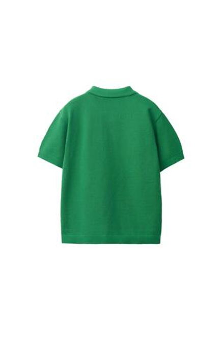 ZARA ОДНОТОННОЕ ПОЛО РЕЛЬЕФНОЙ ВЯЗКИ, ЗЕЛЕНЫЙ