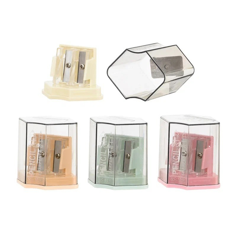 Точилка Basir, двойная, с контейнером, серия "Ромб", 4 цвета корпуса, размер 4.7*4.5*3.4 см