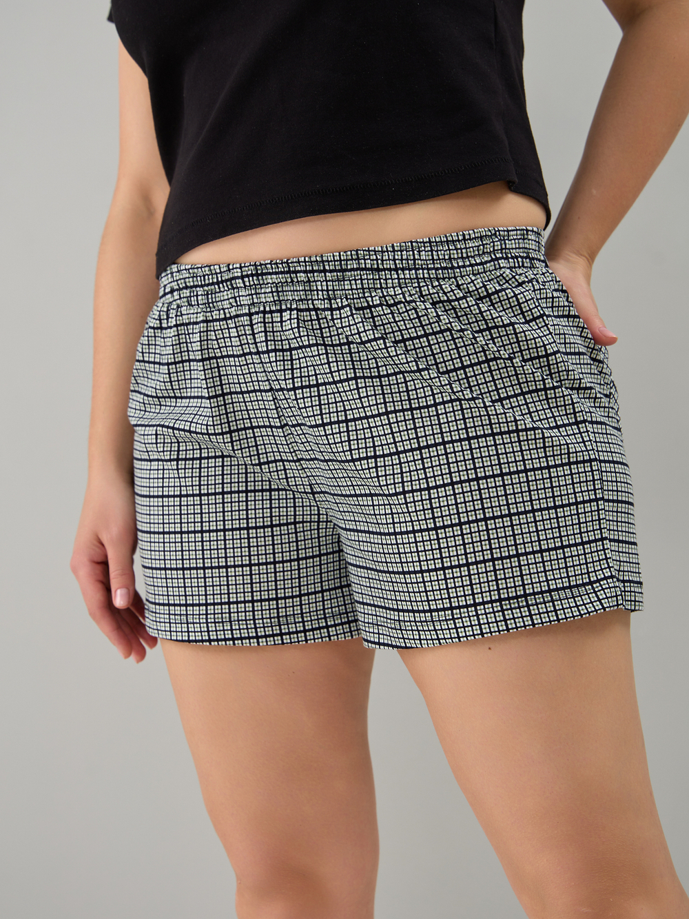 Шорты Н-141/клеточкасиний-зеленая