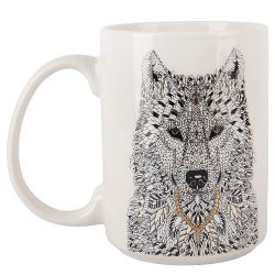 Кружка "Волк" v=500мл (фарфор) (картонная цветная лента)