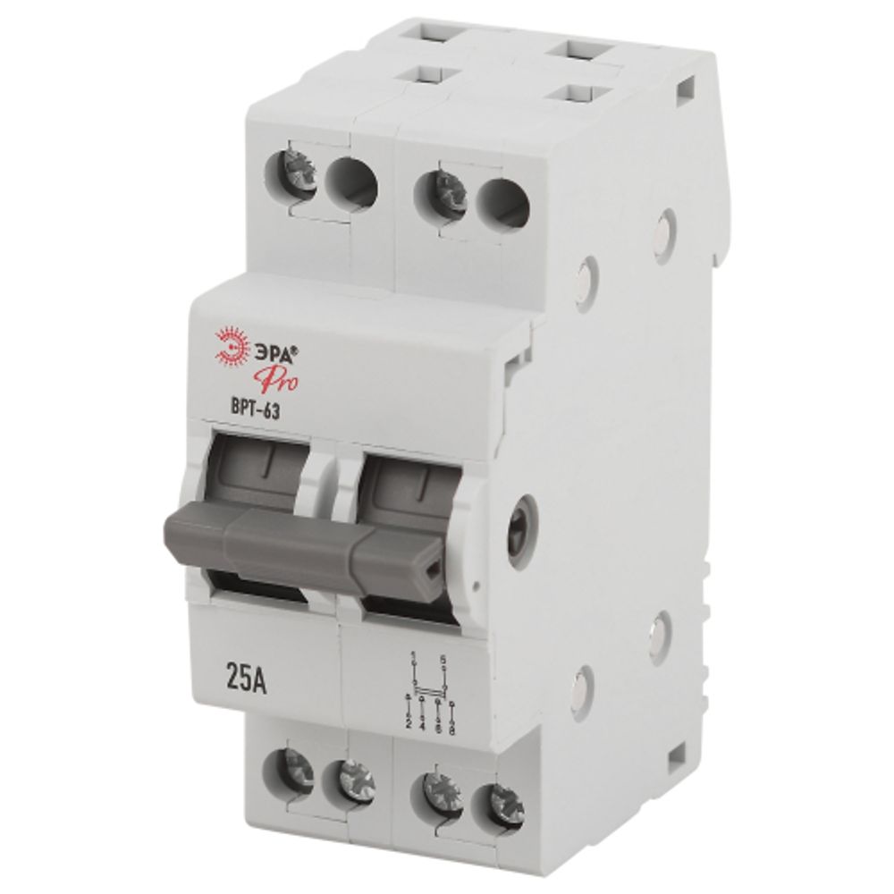 Выключатель-разъединитель трехпозиционный ВРТ-63 ЭРА PRO VRT63-2-25 2Р 25А | Выключатели нагрузки