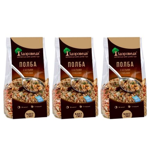 Здороведа Полба с белыми грибами и овощами 250 г, 3 шт
