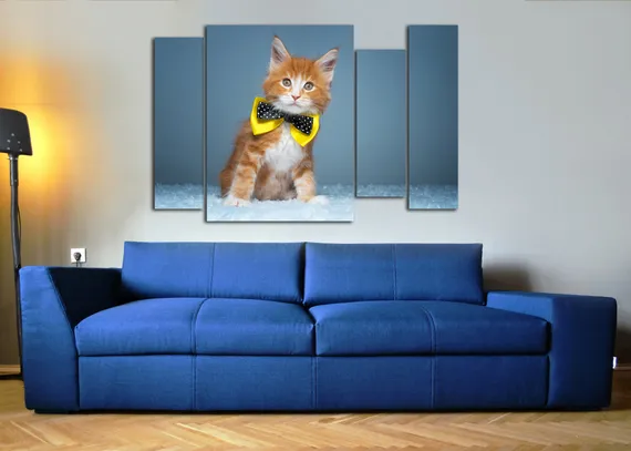 Модульная картина "Рыжий шотландский котенок"