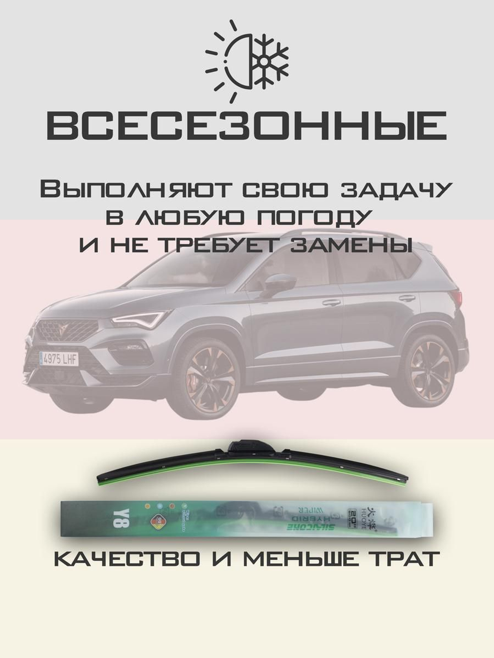 Щетки стеклоочистителя HUOYE Y8 650/450 мм на Chery Tiggo9 | Push button
