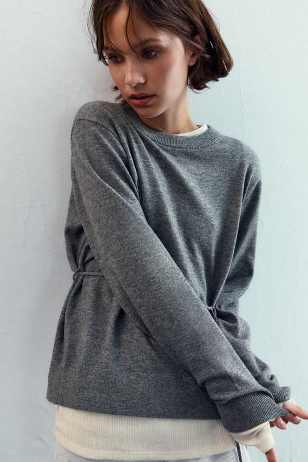 ZARA ДЖЕМПЕР С ОТКРЫТОЙ СПИНОЙ И ШНУРОВКОЙ, СЕРЫЙ