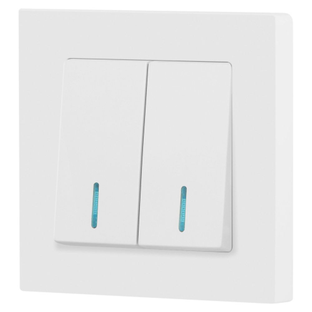 Выключатель Intro Accent 6-105-01М двойной с подсветкой, 10А-250В, IP20, СУ, AL/CU, белый матовый