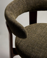 Барный стул Granite из зеленой синели и ясеня с отделкой орех 75 см