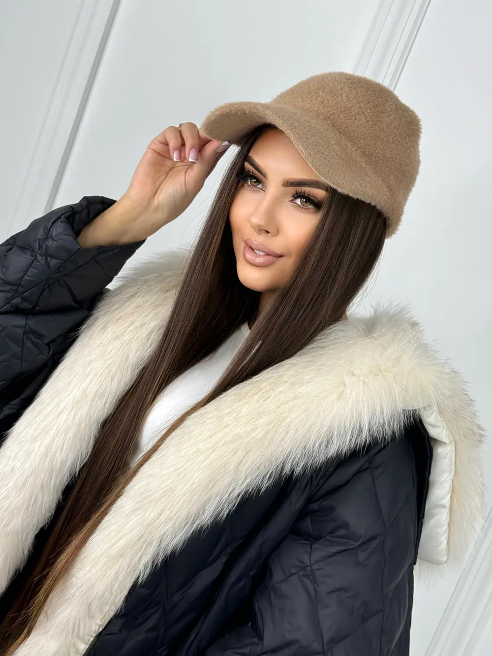 Шапка кепи зимняя с козырьком