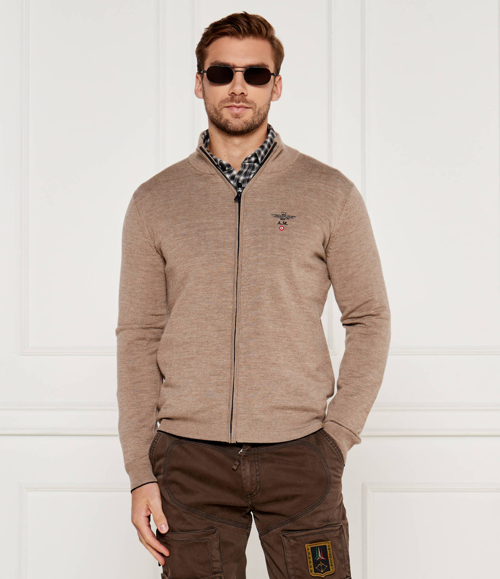 Шерстяной кардиган Aeronautica Militare - бежевый(MA1390L415)