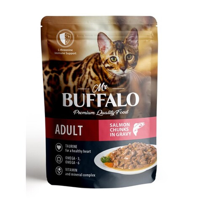 Mr.Buffalo 85 г - консервы (пауч) для кошек с чувствительным пищеварением с лососем (соус) (Adult Sensitive)