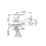 Смеситель для кухни 40к F4528-B FRAP (плос.кор.пов. излив, п/шпильку, хром, силумин)