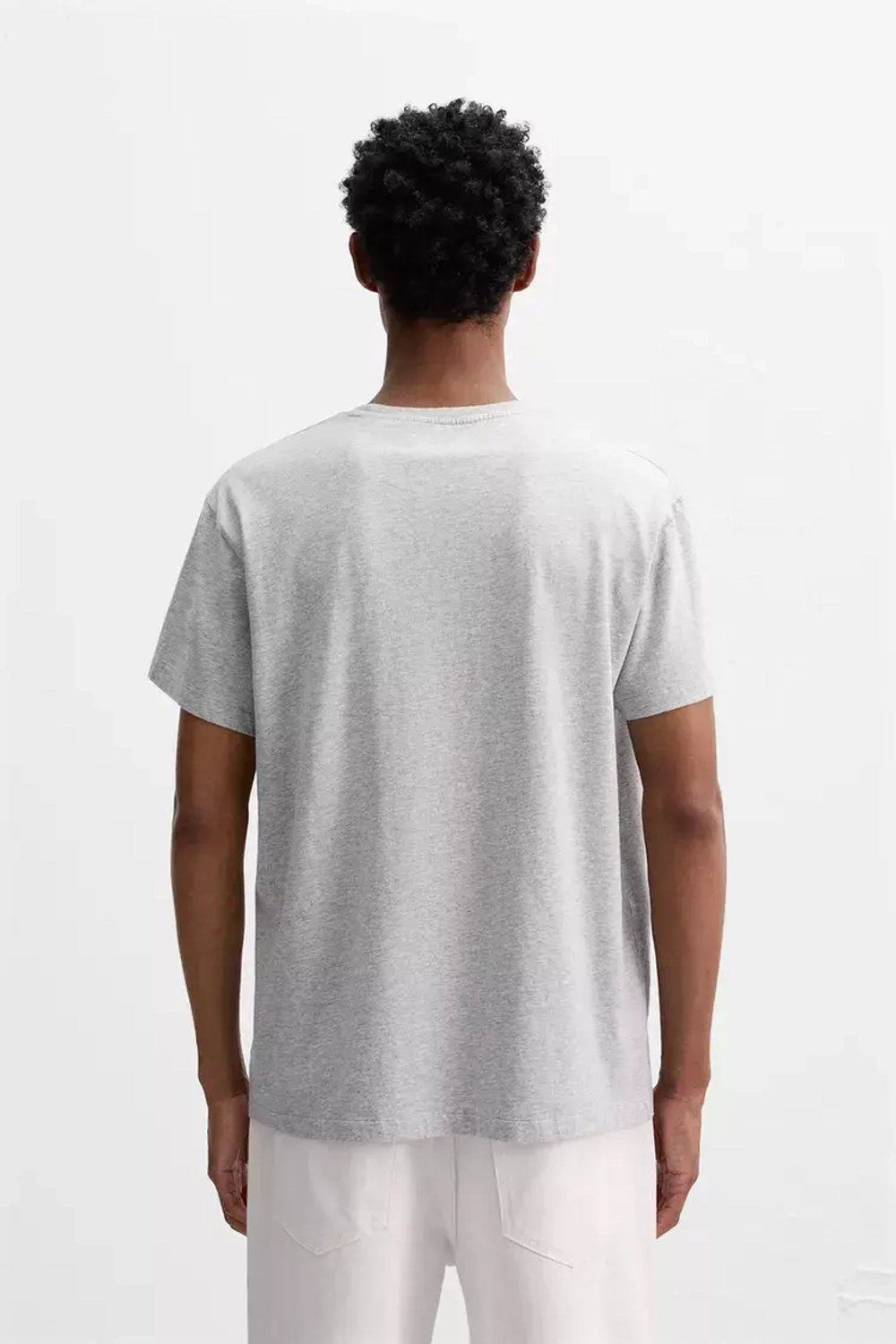 ZARA ПРИТАЛЕННАЯ ФУТБОЛКА С ТЕКСТОМ, СЕРЫЙ МЕЛАНЖ