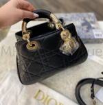 Черная кожаная сумка Dior Lady 95.22 премиум класса
