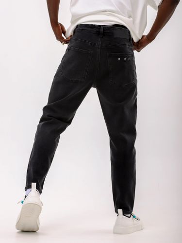 Черные мужские утепленные джинсы приталенные