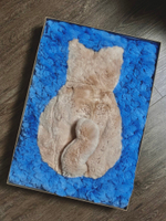 Вязаный детский плед из натурального меха рекс "Котик" 120х80 см (голубой)