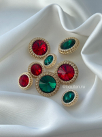 Пуговицы красный рубин стразы