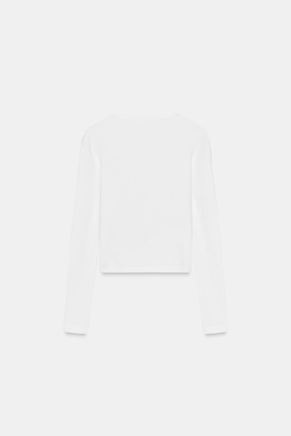 ZARA ФУТБОЛКА С ДЛИННЫМИ РУКАВАМИ, БЕЛЫЙ