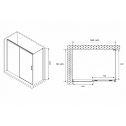 Душевой уголок Abber Komfort 150x100 AG93150B-S102B профиль Черный стекло прозрачное