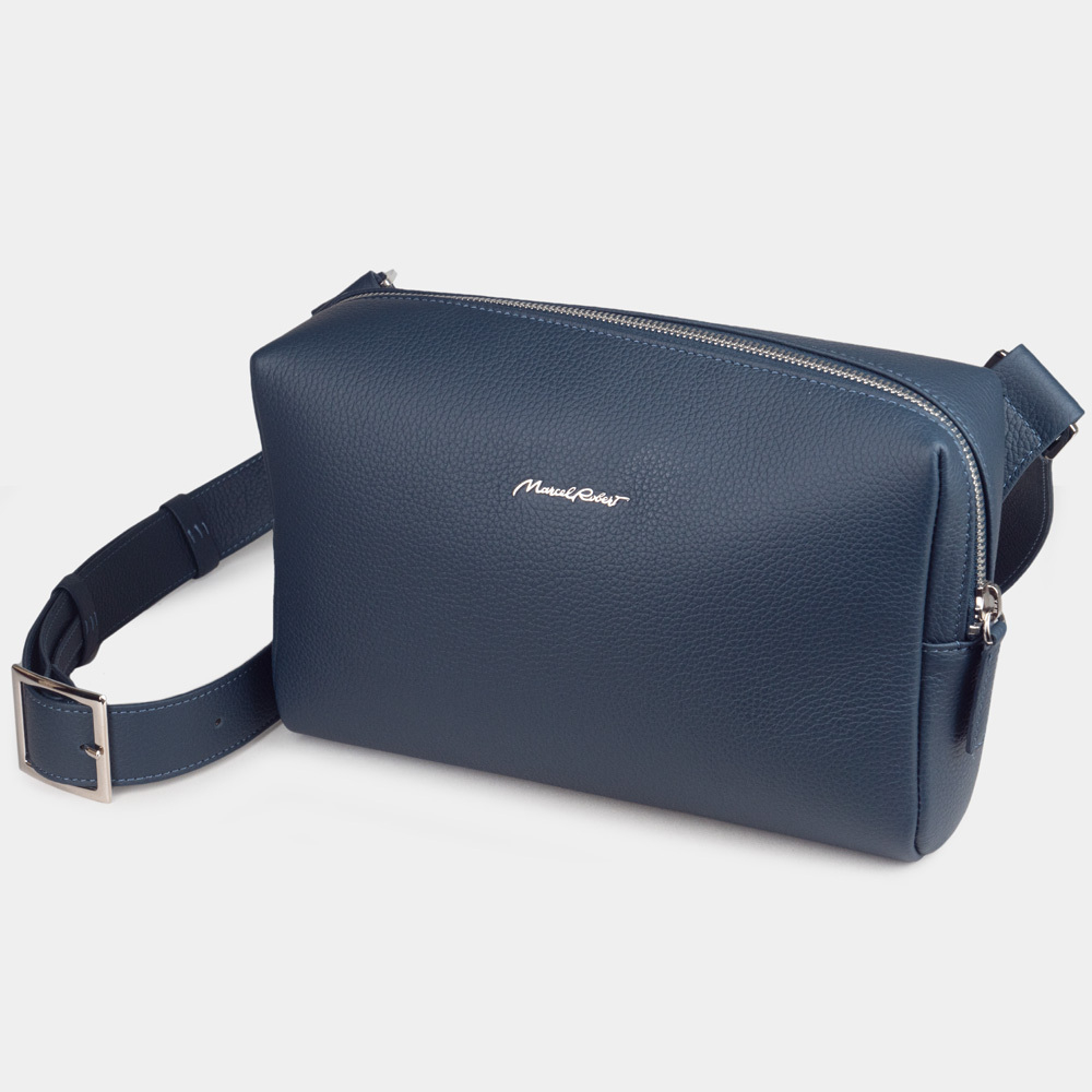 Сумка поясная Slash из кожи теленка, синего цвета