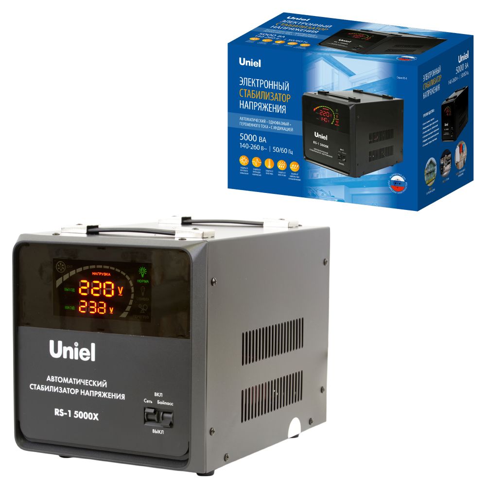 RS-1 5000X Стабилизатор напряжения серии Reliability. 5000ВА. Релейный. однофазный. Напольный. TM Uniel