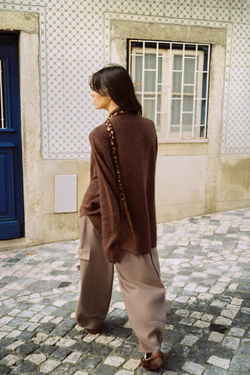 ZARA СВИТЕР-НАКИДКА, КОРИЧНЕВЫЙ