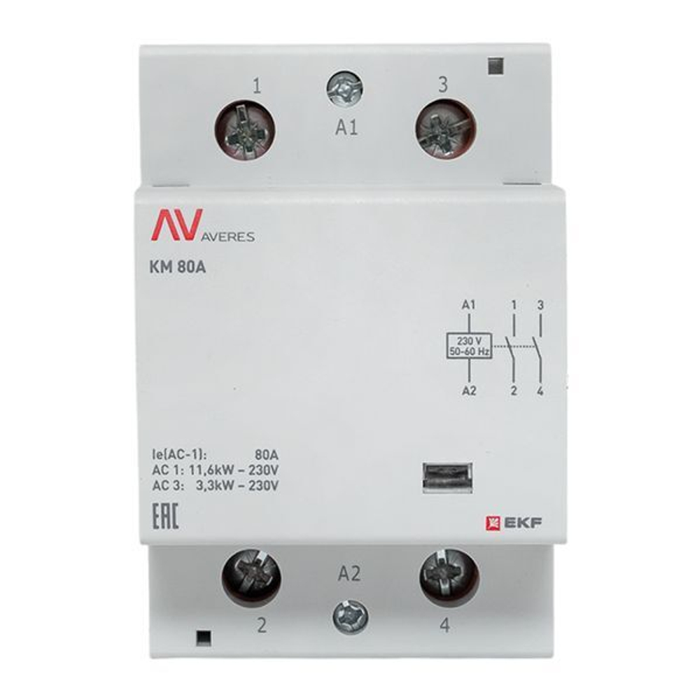 Контактор модульный EKF km-av-3-80-20-230V