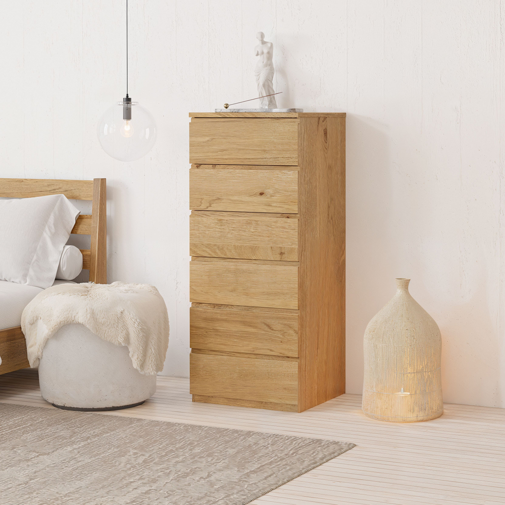 Высокий комод из массива дикого дуба Дольче Вита 50х45х120 см, с 6 глубокими ящиками