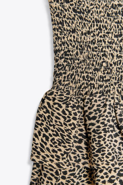 ZARA ШОРТЫ-ЮБКА С ВЫСОКОЙ ТАЛИЕЙ И ВОЛАНАМИ, БЕЖЕВЫЙ/ЧЕРНЫЙ